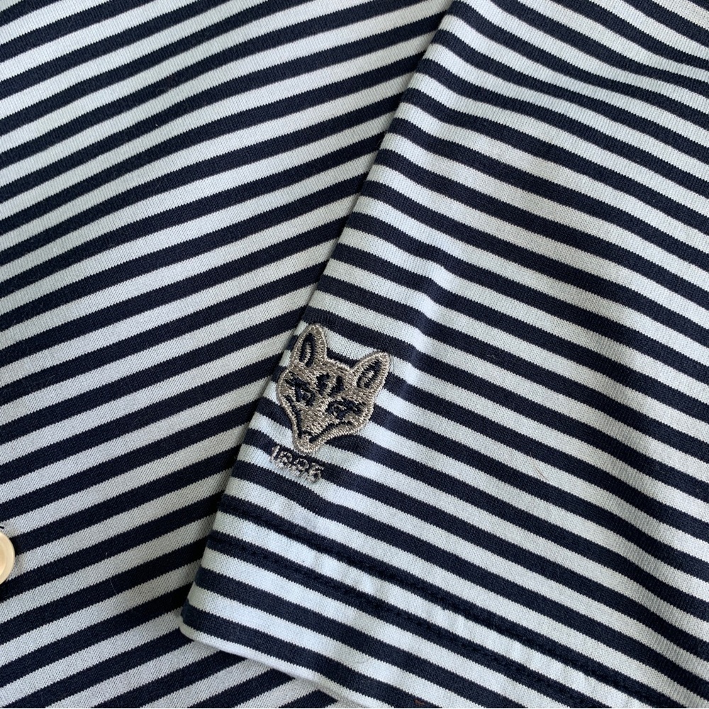 Peter Millar Striped Navy Collared Polo Shirt Xxl - image 5